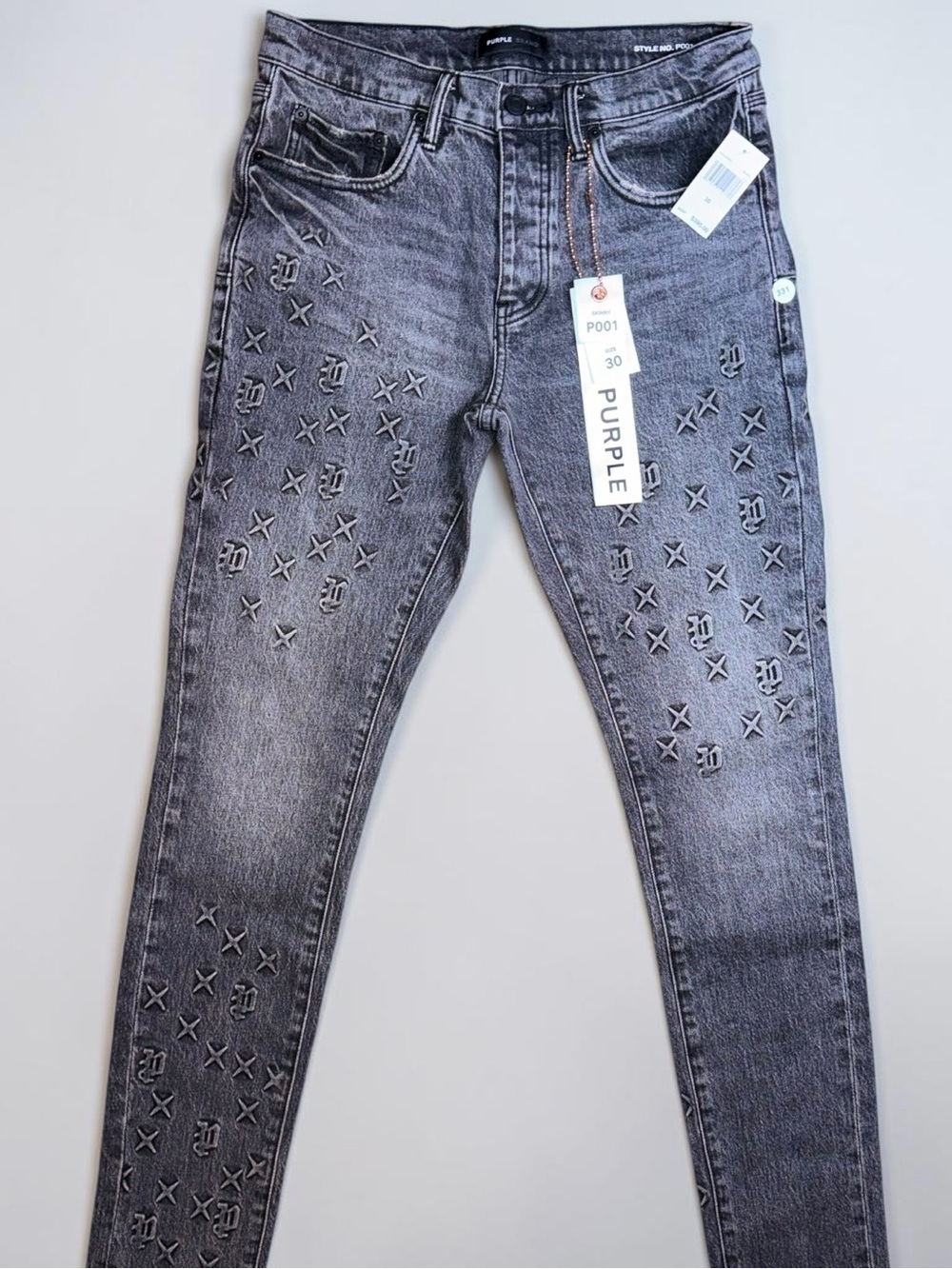 Embossed P001 denim purple brand  size 30 black faded